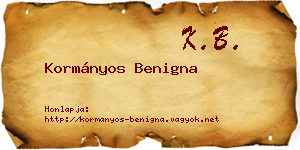 Kormányos Benigna névjegykártya